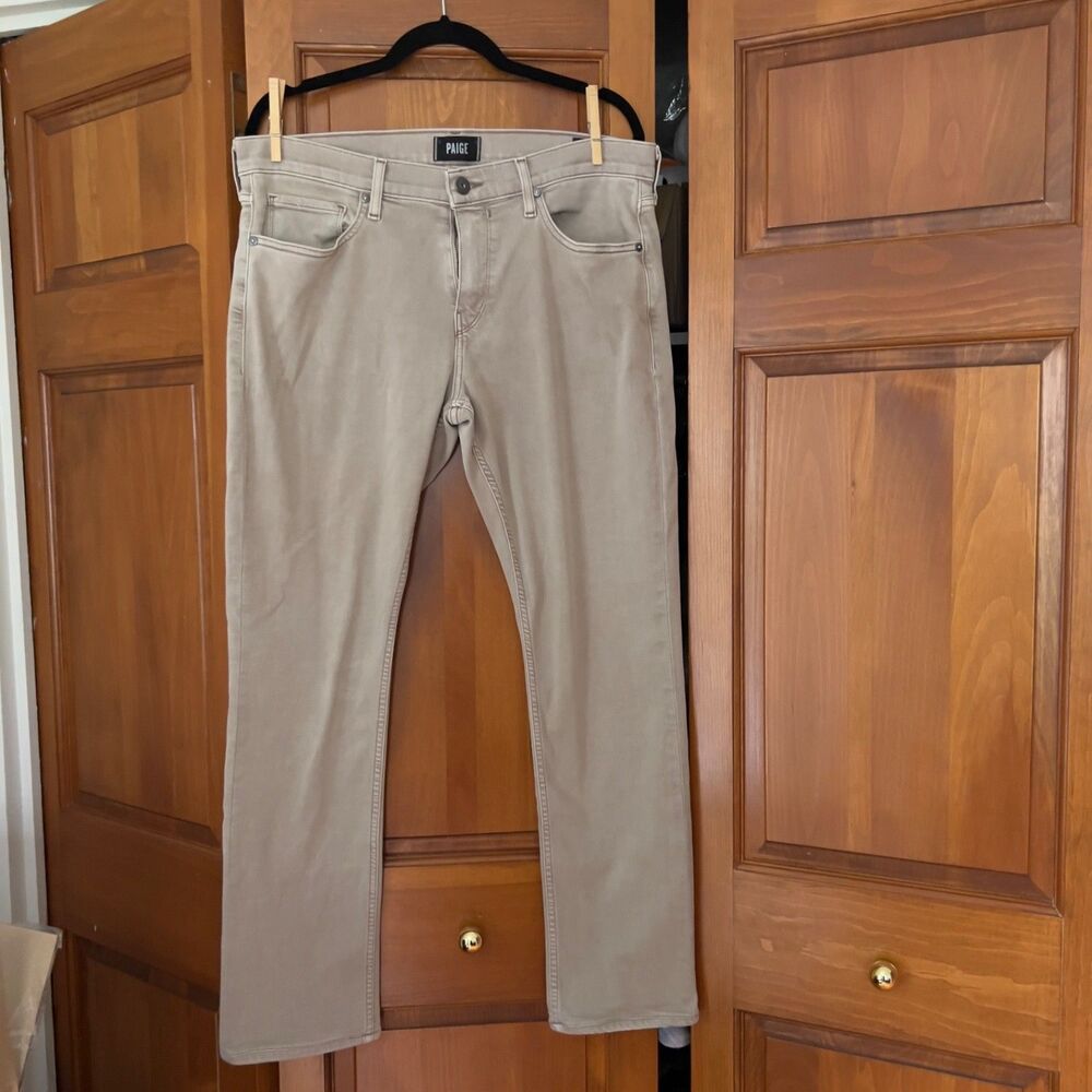 PAIGE Federal Slim Straight Jeans Sandstorm Beige Size 30 Inseam 30”